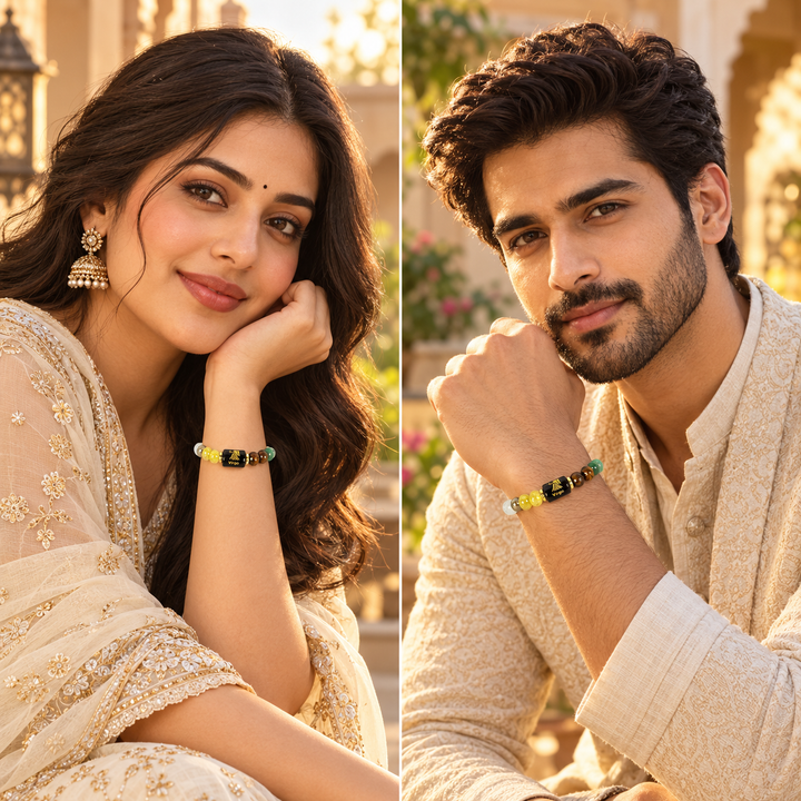 Natural Dhan Yog Virgo Zodiac Bracelet worn on wrist