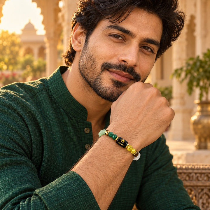 Natural Dhan Yog Scorpio Zodiac Bracelet worn on wrist