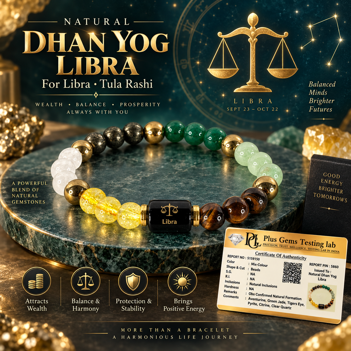 Natural Dhan Yog Libra Zodiac Bracelet hero