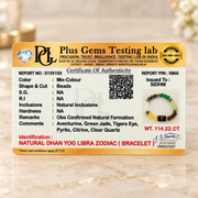 Natural Dhan Yog Libra Zodiac Bracelet certificate