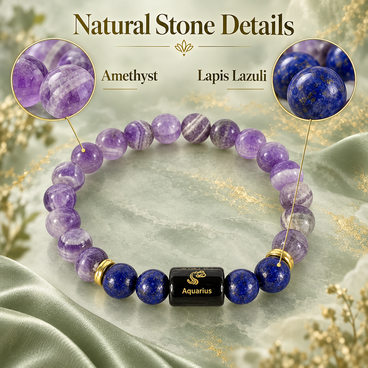 Natural Aquarius Zodiac Bracelet