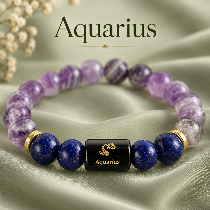 Natural Aquarius Zodiac Bracelet
