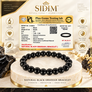 Natural Black Obsidian Bracelet certificate