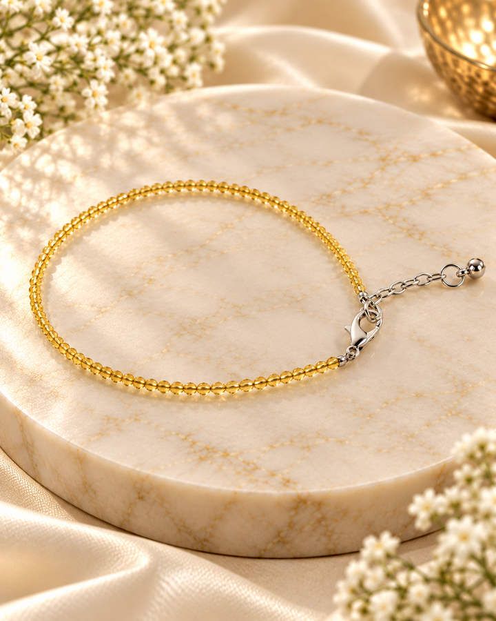 Natural Citrine Bead Anklet