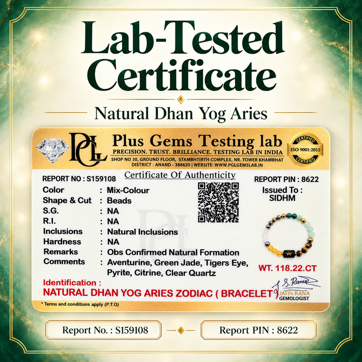 Natural Dhan Yog Aries Zodiac Bracelet model