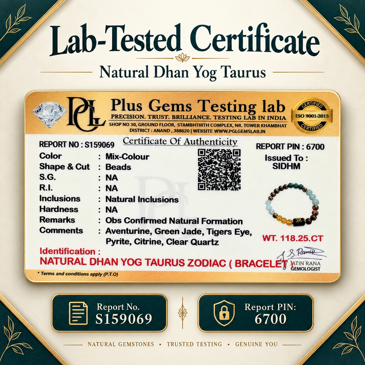 Natural Dhan Yog Taurus Zodiac Bracelet model