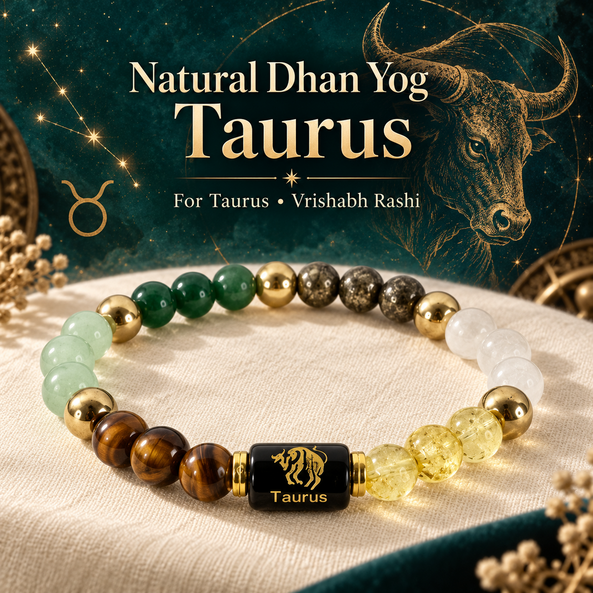 Natural Dhan Yog Taurus Zodiac Bracelet hero