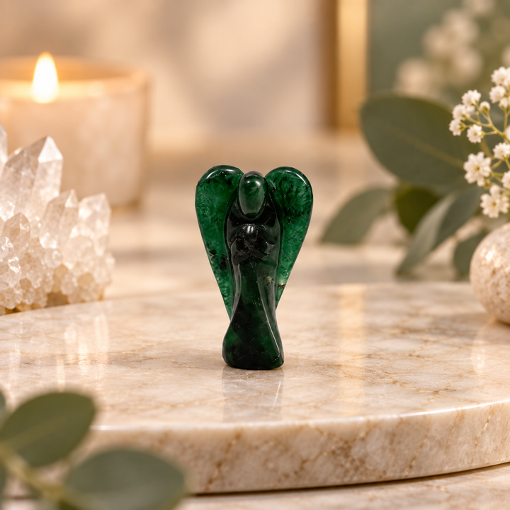 Natural Green Jade Crystal Angel