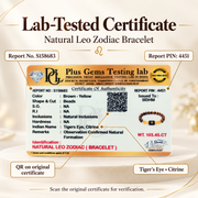 Natural Leo Zodiac Bracelet certificate