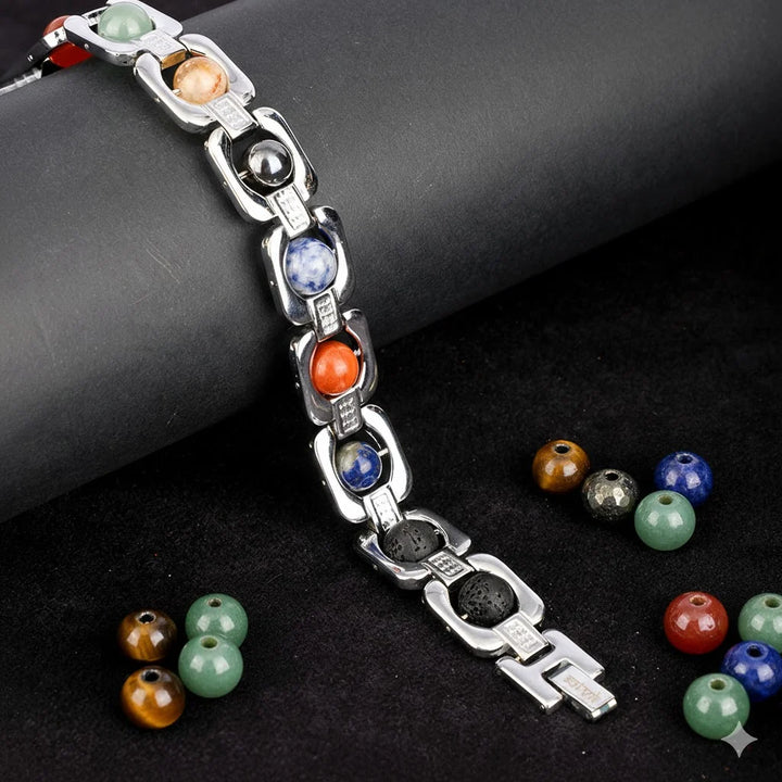 Natural Seven Chakra Metal Bracelet detail image