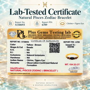 Natural Pisces Zodiac Bracelet certificate
