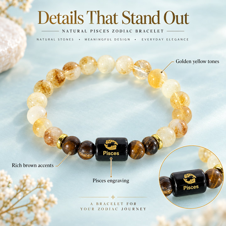 Natural Pisces Zodiac Bracelet detail