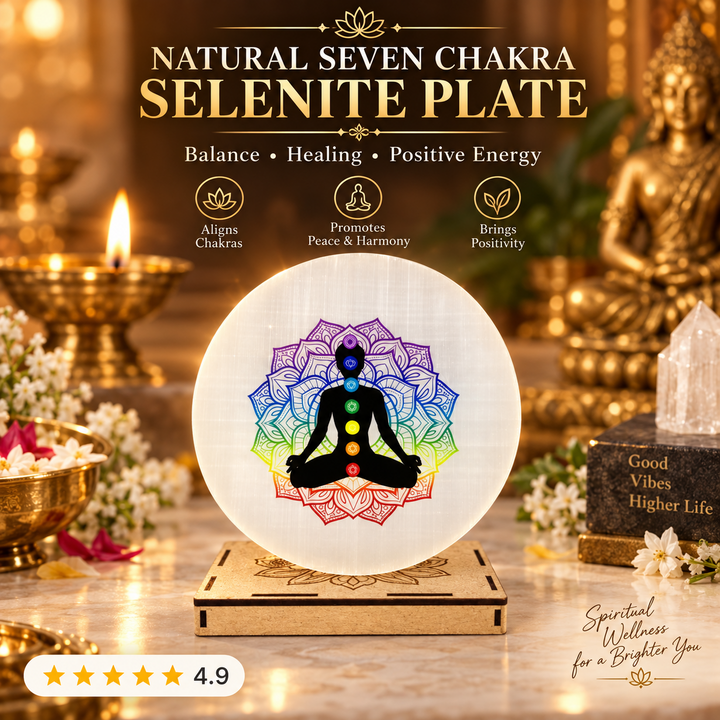 Natural Seven Chakra Selenite Plate hero