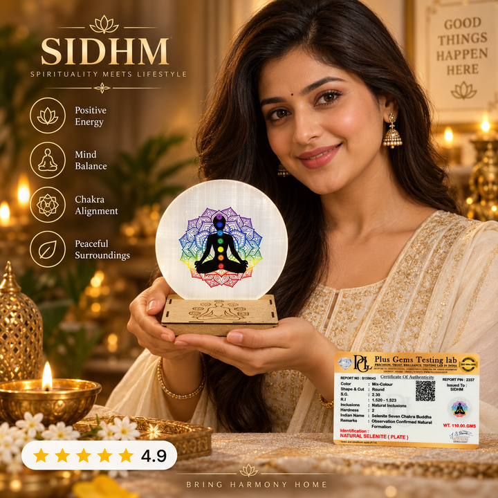 Natural Seven Chakra Selenite Plate model