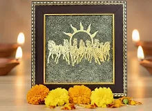 Natural Pyrite Seven Horse Frame