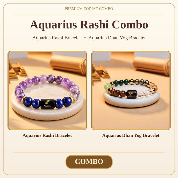 Aquarius Rashi Combo: Aquarius Rashi Bracelet + Aquarius Dhan Yog Bracelet