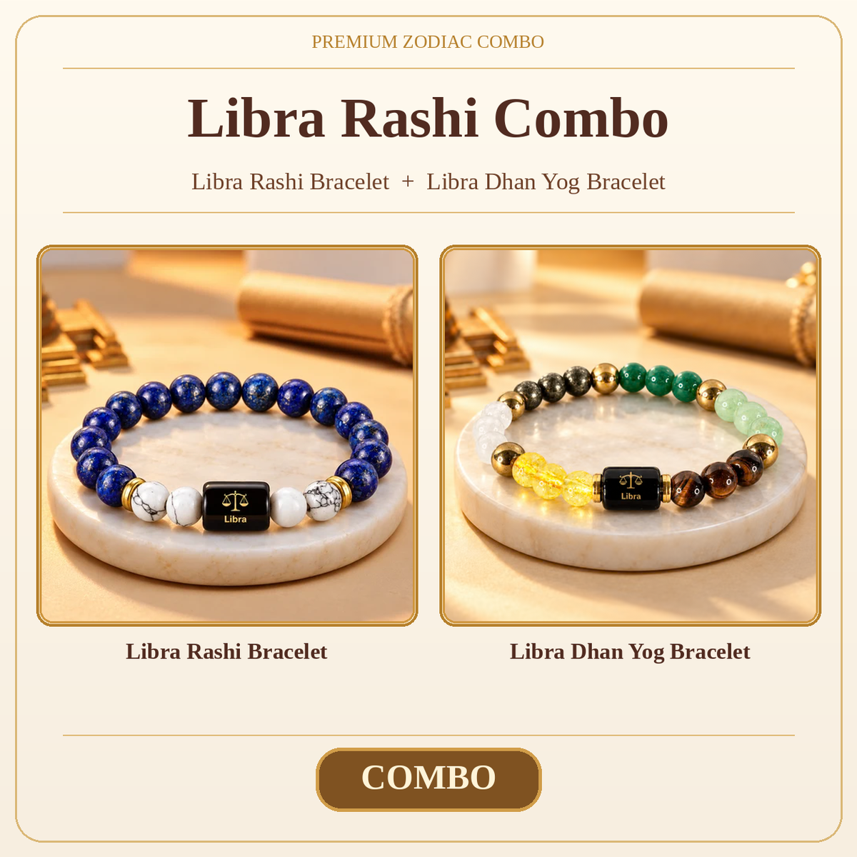 Libra Rashi Combo: Libra Rashi Bracelet + Libra Dhan Yog Bracelet