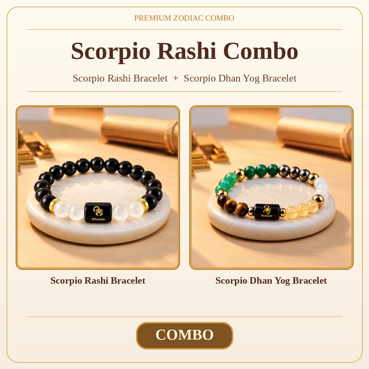 Scorpio Rashi Combo: Scorpio Rashi Bracelet + Scorpio Dhan Yog Bracelet