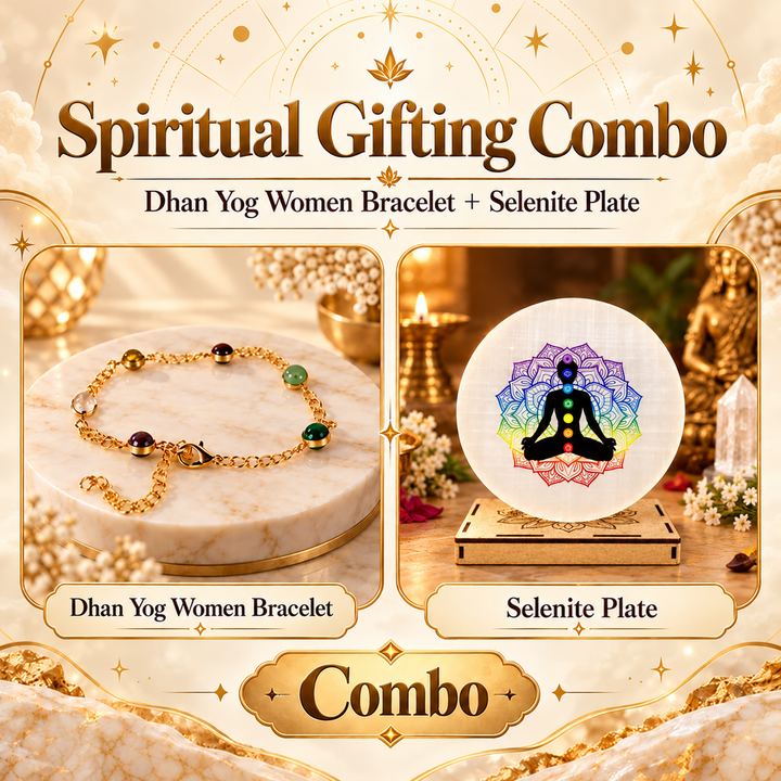Spiritual Gifting Combo with Dhan Yog Women Bracelet and Seven Chakra Selenite Plate