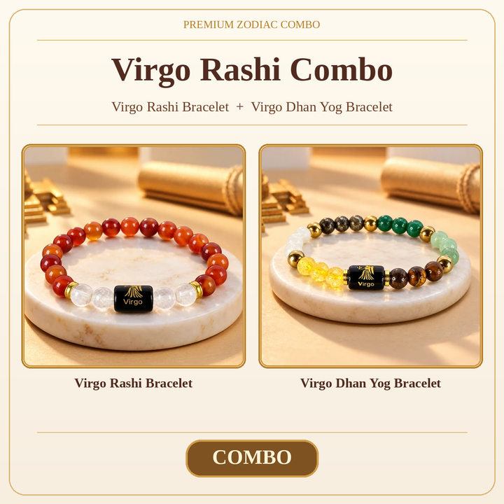 Virgo Rashi Combo: Virgo Rashi Bracelet + Virgo Dhan Yog Bracelet